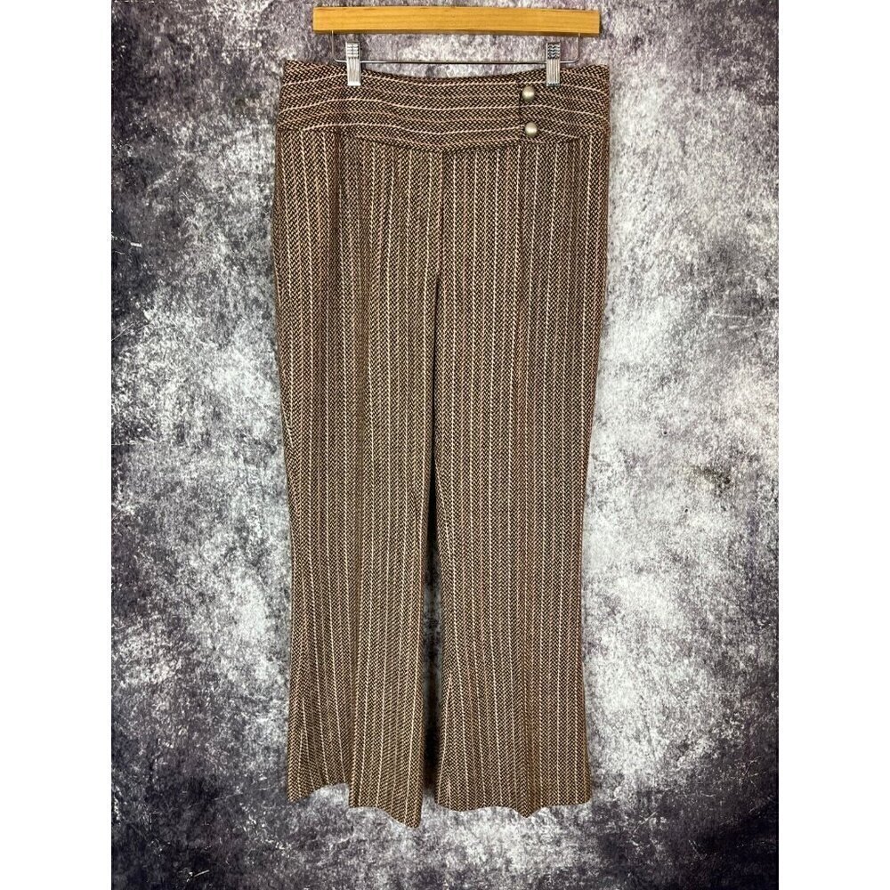 Metro Style Dress Pants Womens 12 Tweed Herringbone Wool City Life‎ Academia NEW